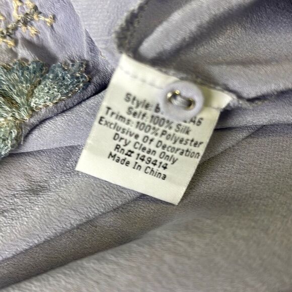 Biya Johnny Was embroidered blouse top silk boho Sz M Periwinkle - Picture 11 of 13
